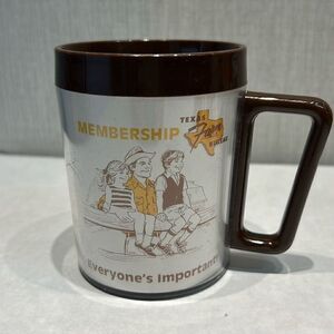 Vtg Texas Farm Bureau Coffee Mug Brown Plastic Membership Agriculture Farm USA